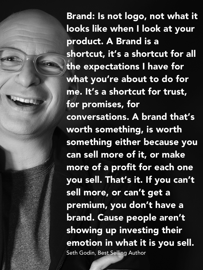 Best Selling Author, Seth Godin, Branding Quote